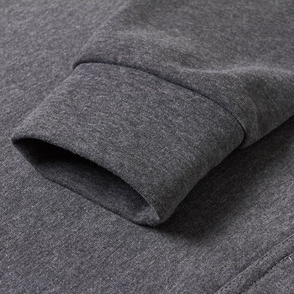 Men's Fleece Jacket Athletic Wear Full Zip Long Sleeve Hooded with Side Pockets - Picture 9 of 10